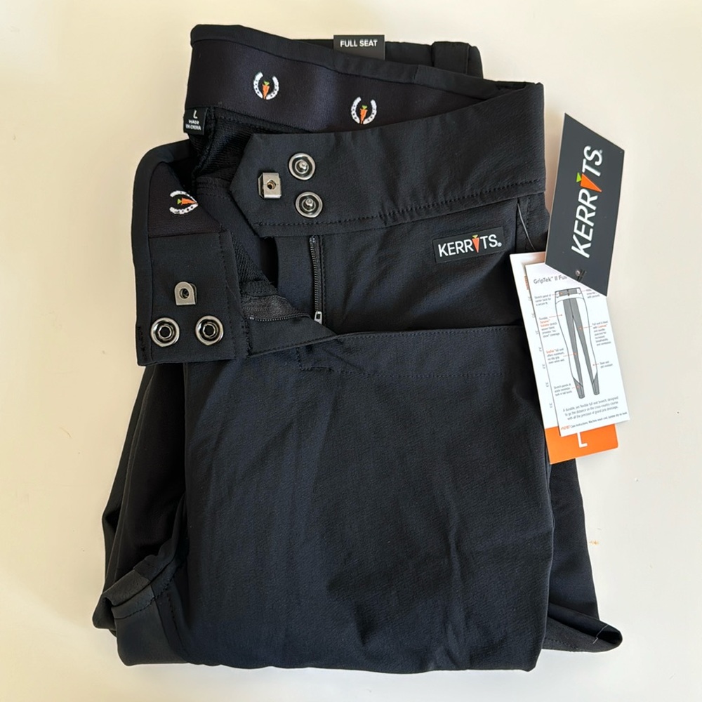 NWT Kerrits GripTek Full Seat Riding Breeches, women’s L, Black